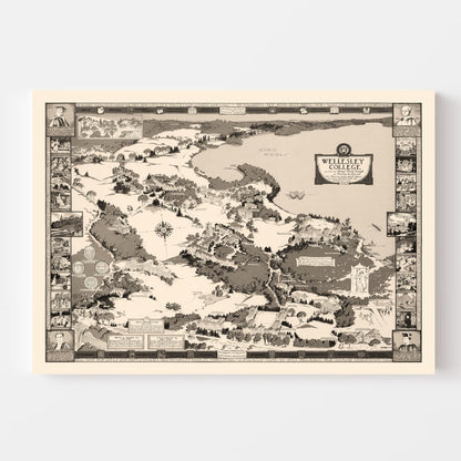 Vintage Map of Wellesley College, 1943