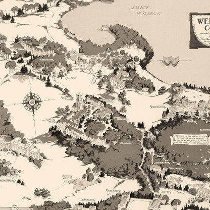 Vintage Map of Wellesley College, 1943