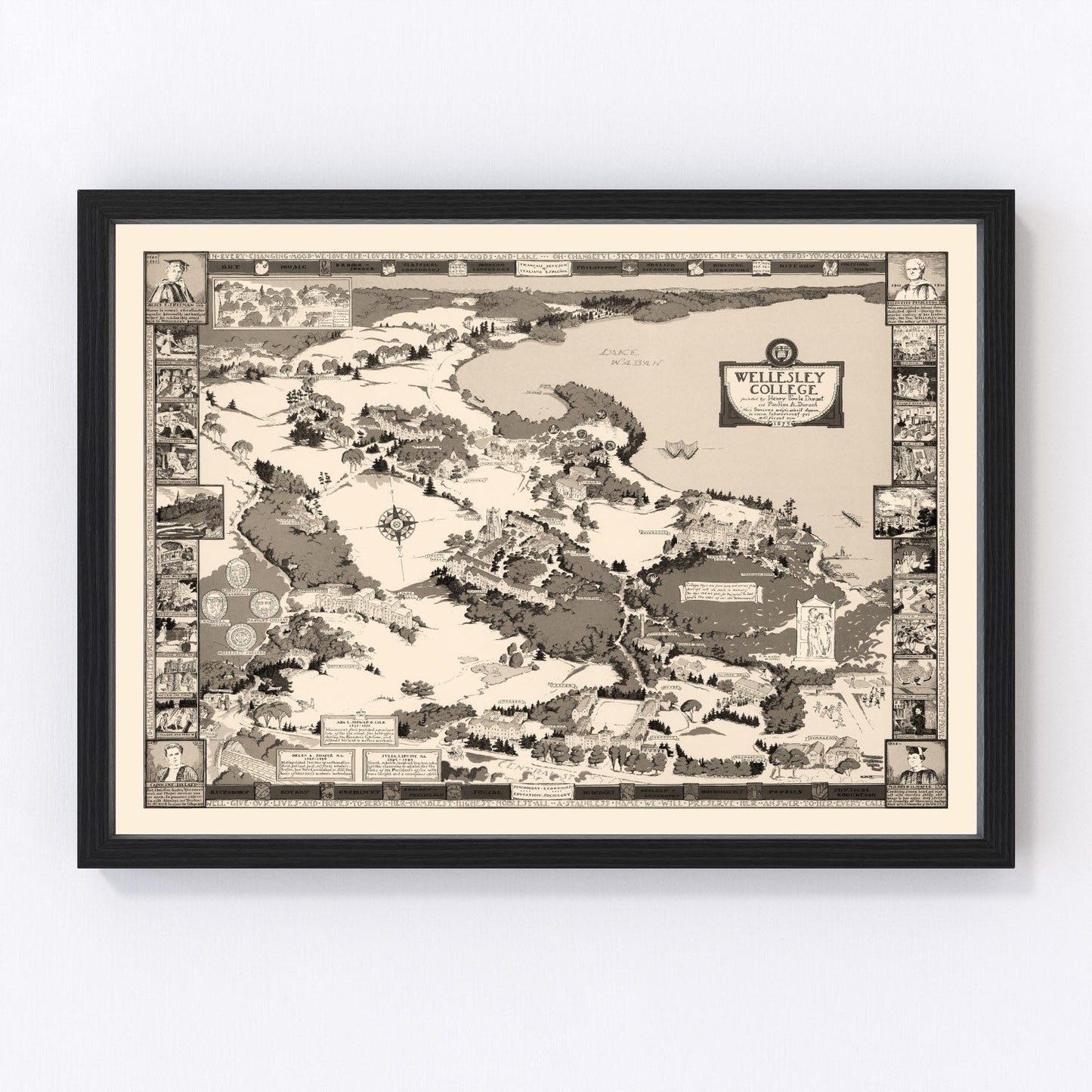 Vintage Map of Wellesley College, 1943