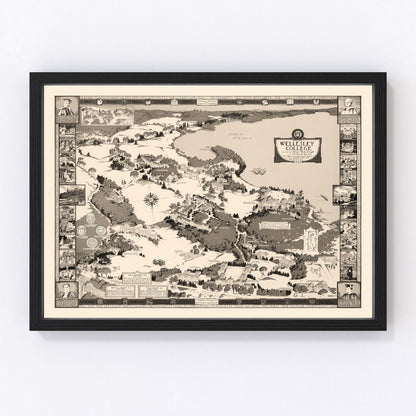 Vintage Map of Wellesley College, 1943