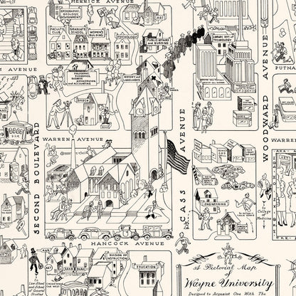 Vintage Map of Wayne University, 1939
