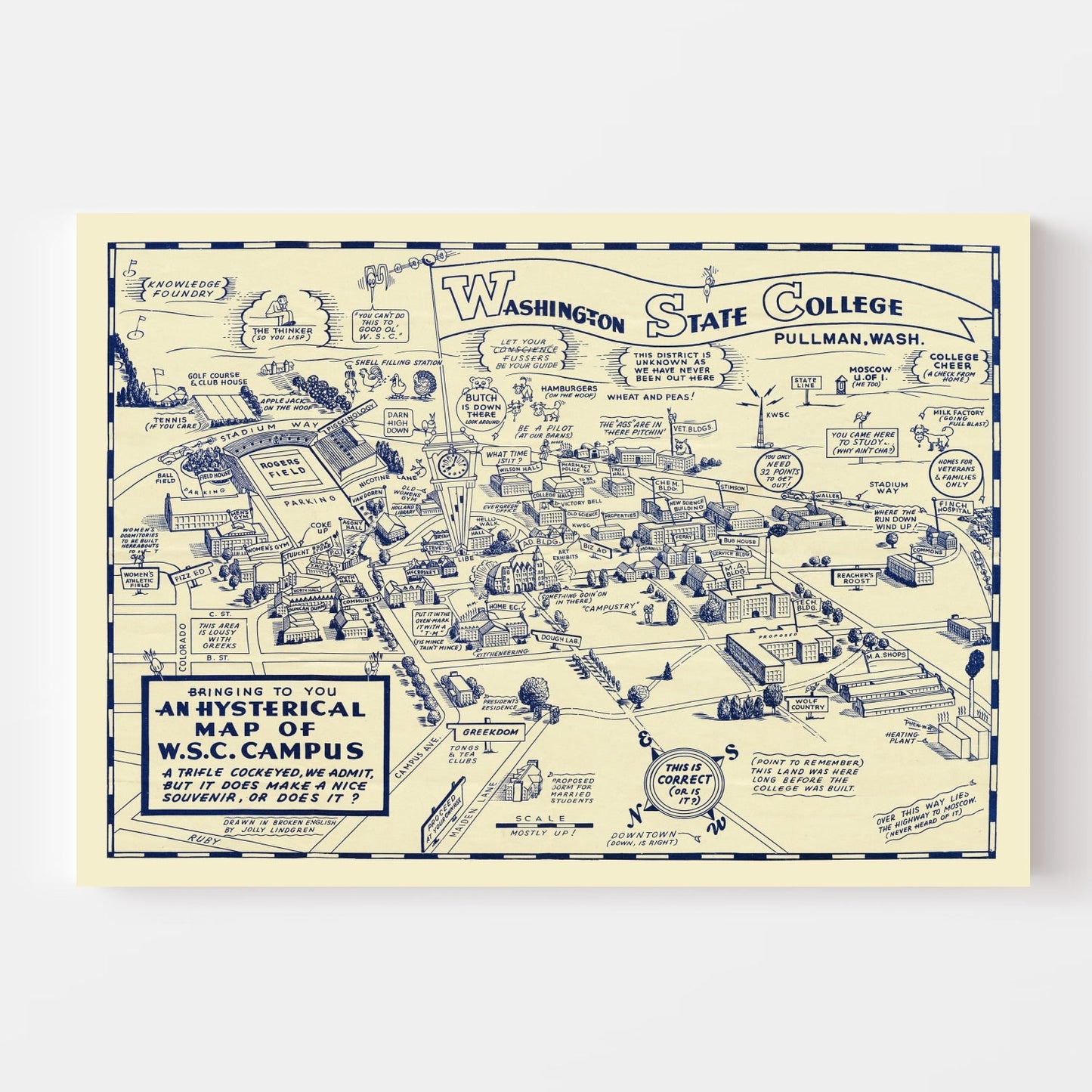 Vintage Map of Washington State University, 1946
