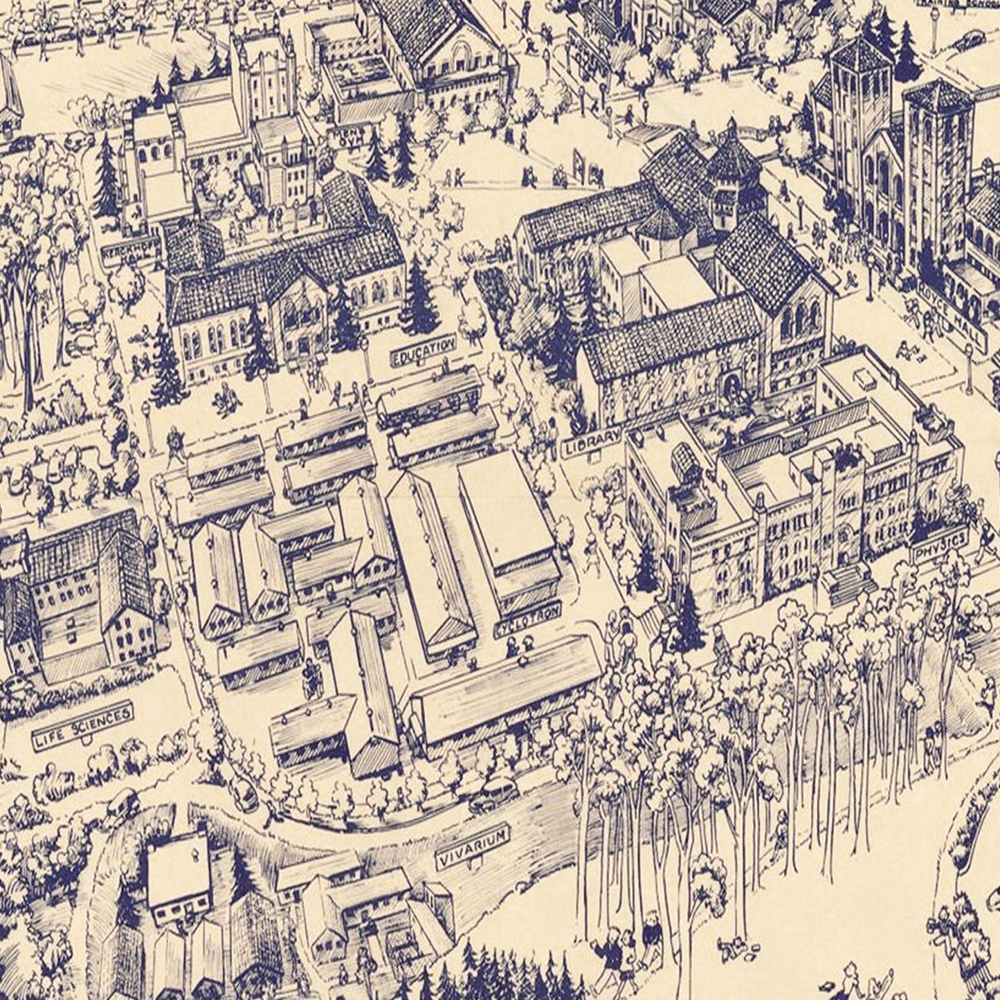 Vintage Map of University of California Los Angeles, 1930