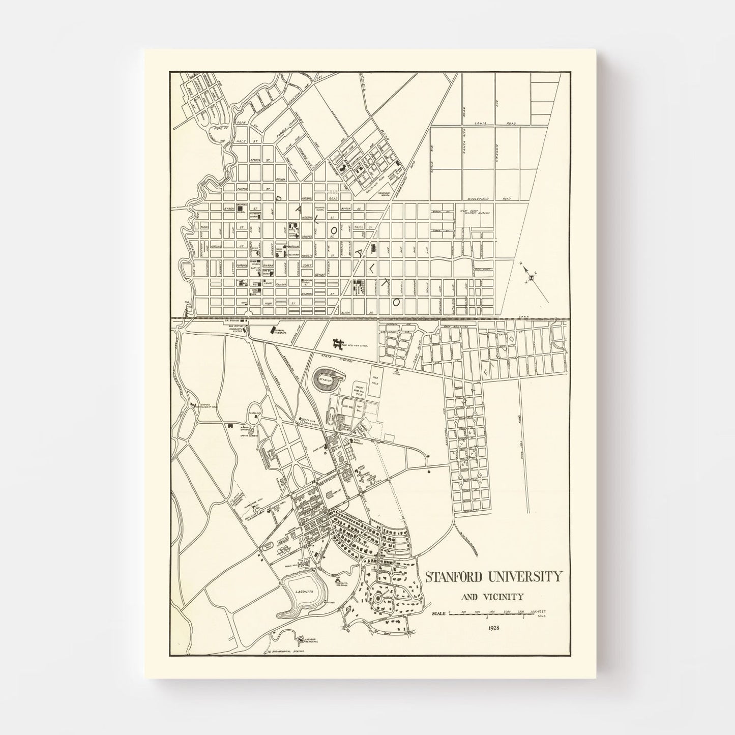 Vintage Map of Stanford University, 1928