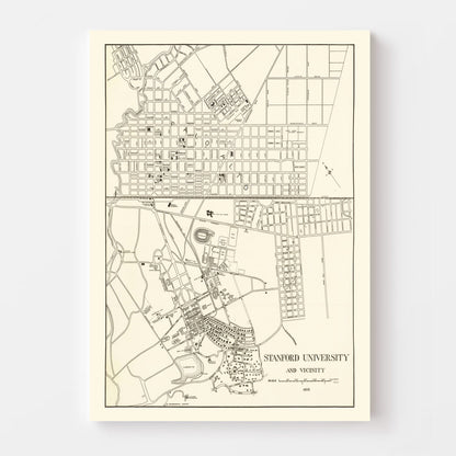Vintage Map of Stanford University, 1928