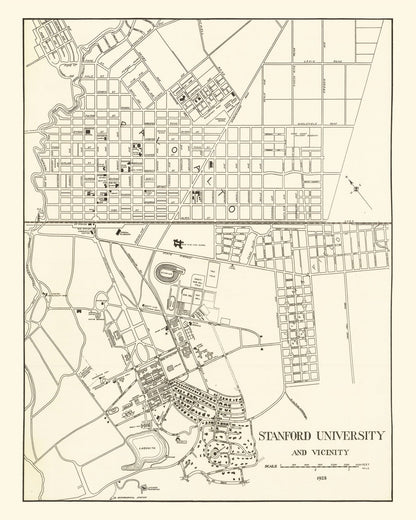 Vintage Map of Stanford University, 1928