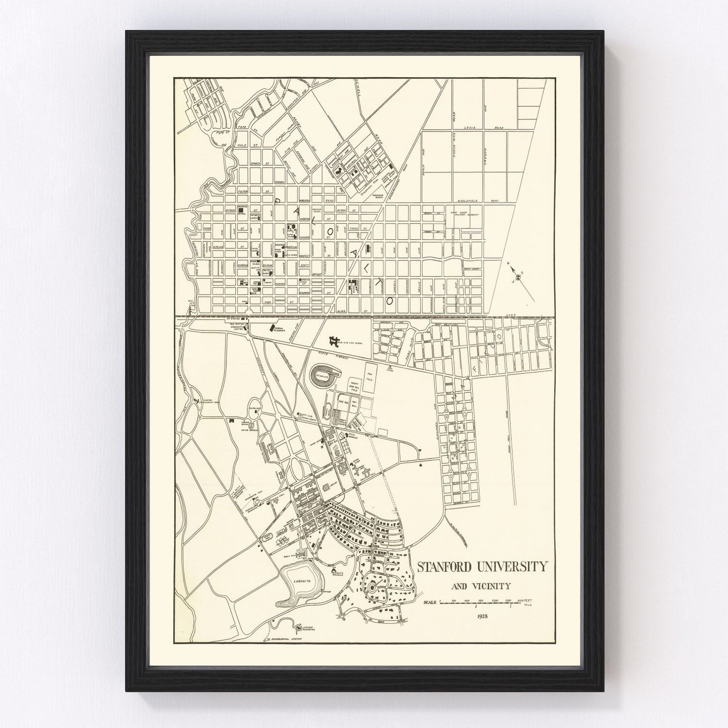 Vintage Map of Stanford University, 1928