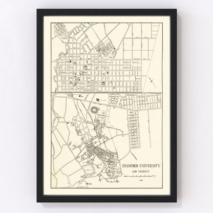 Vintage Map of Stanford University, 1928