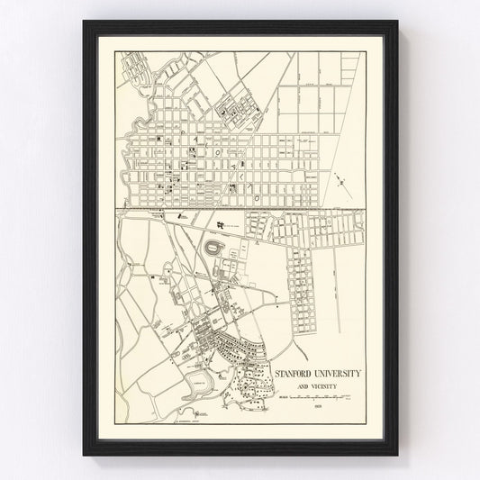Vintage Map of Stanford University, 1928