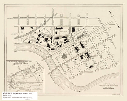 Vintage University of Minnesota Map 1913