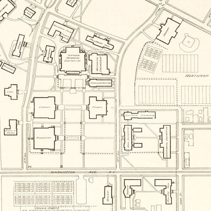 Vintage Campus Map of University of Minnesota 1930
