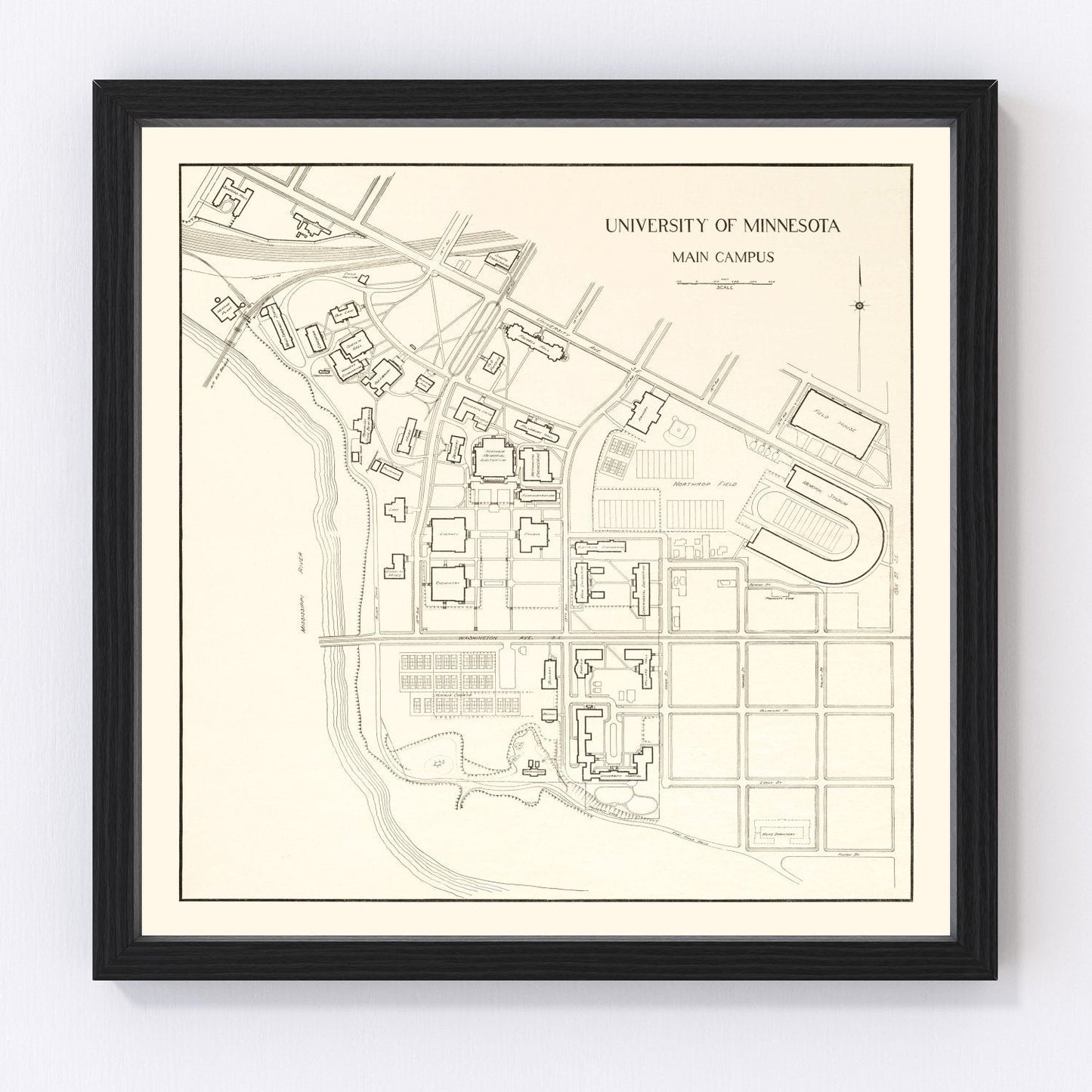 Vintage Campus Map of University of Minnesota 1930