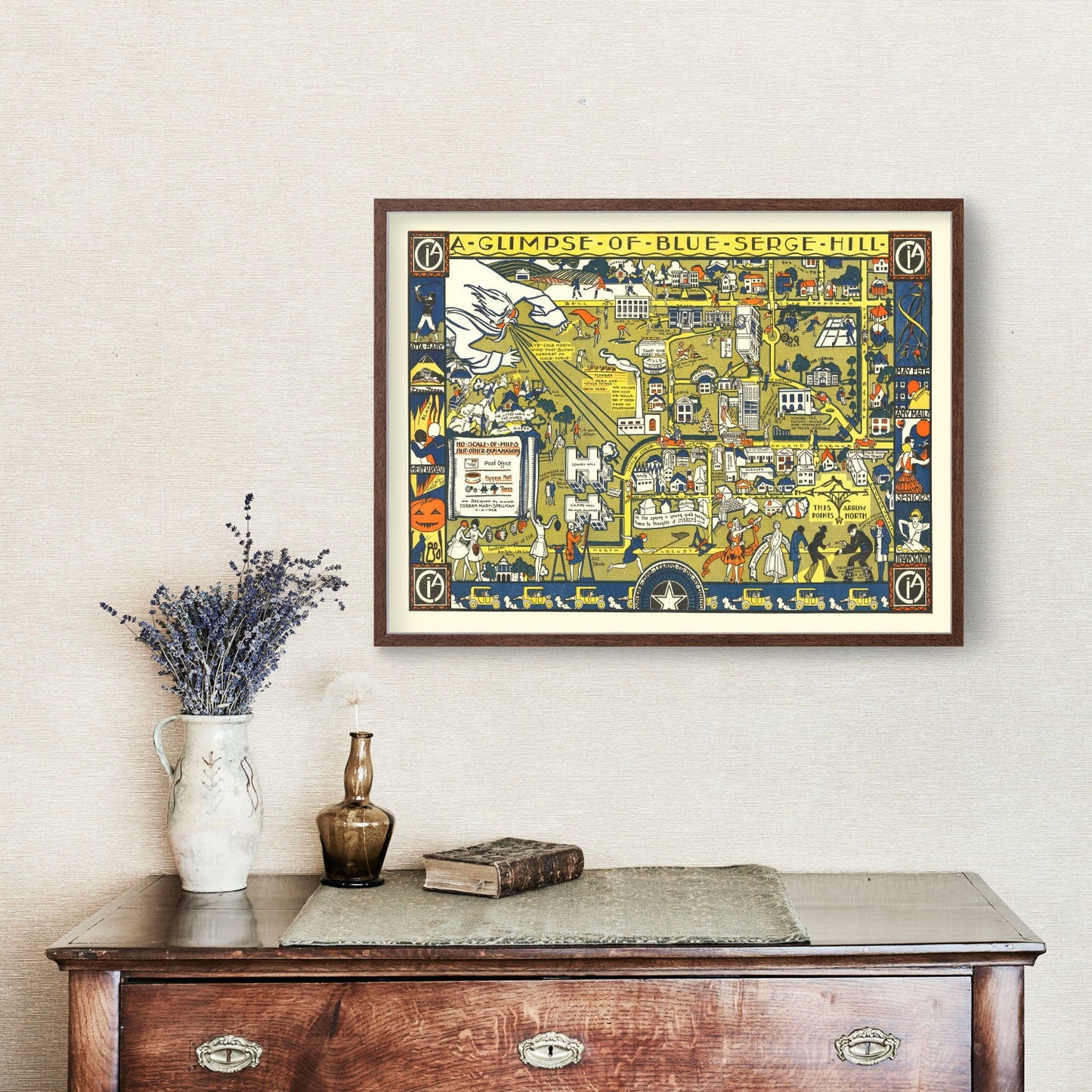 Vintage Blue Serge Hill Texas Womens University Map 1928