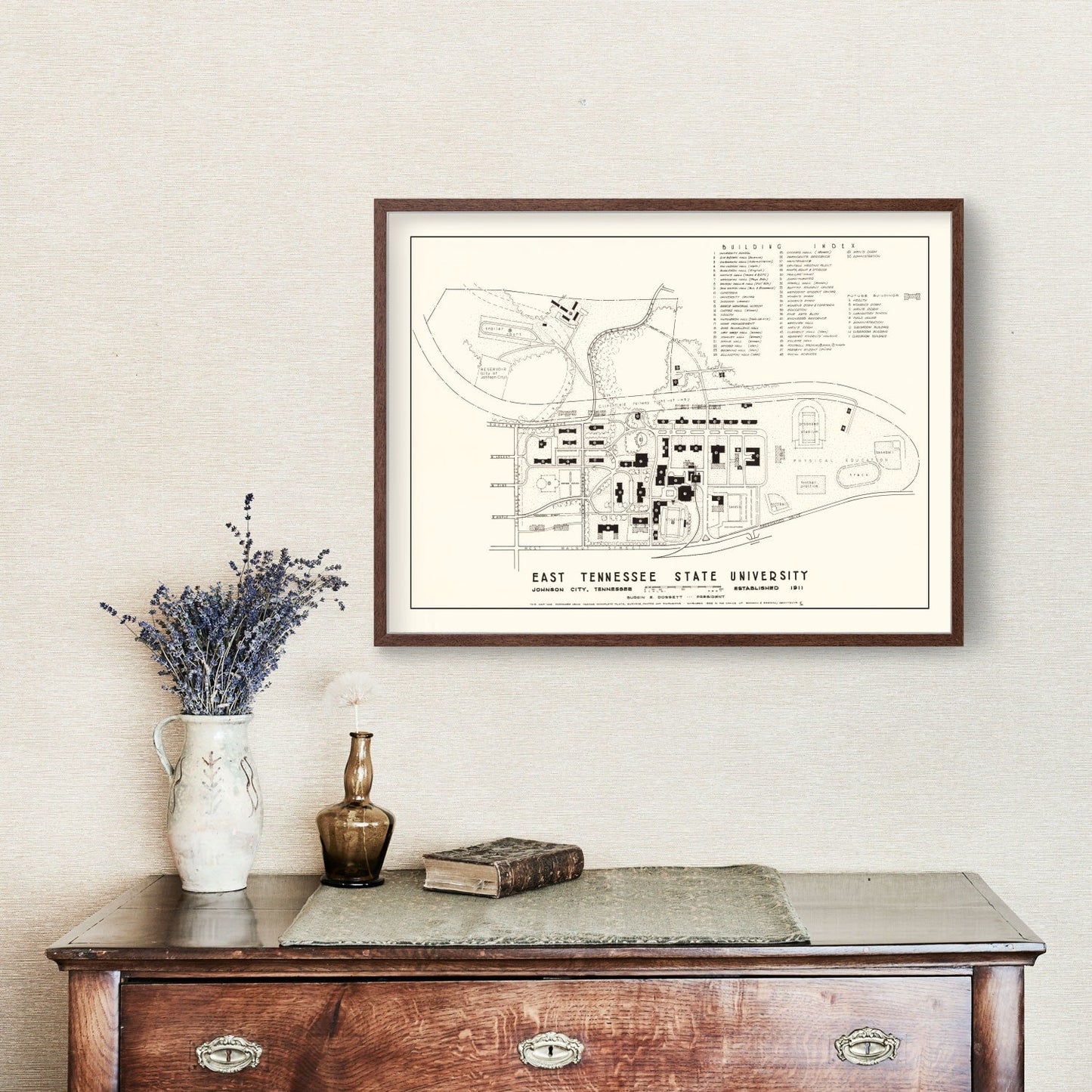 Vintage East Tennessee State University Map 1935