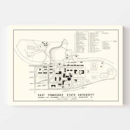 Vintage East Tennessee State University Map 1935