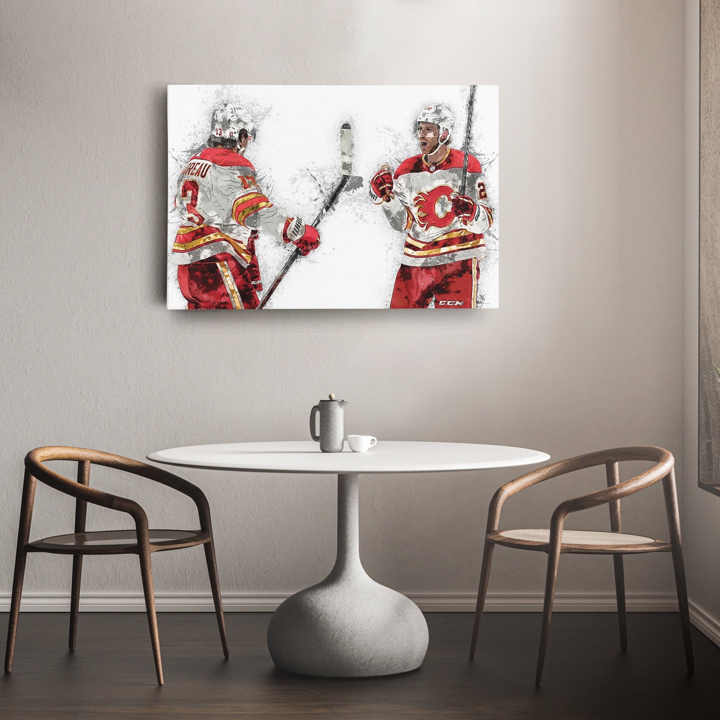 Johnny Gaudreau & Elias Lindholm Canvas Art – Calgary Flames Wall Decor