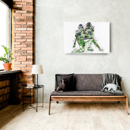 DK Metcalf & Tyler Lockett Canvas Art – Seattle Seahawks Wall Decor