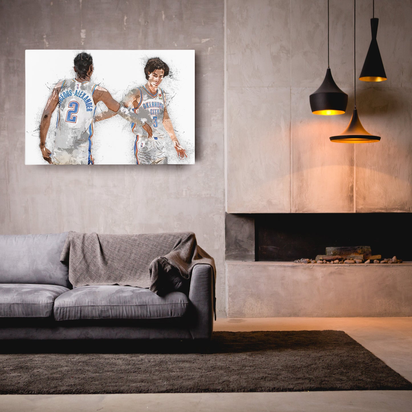 Shai Gilgeous-Alexander & Josh Giddey Canvas Art – Oklahoma City Thunder Wall Decor