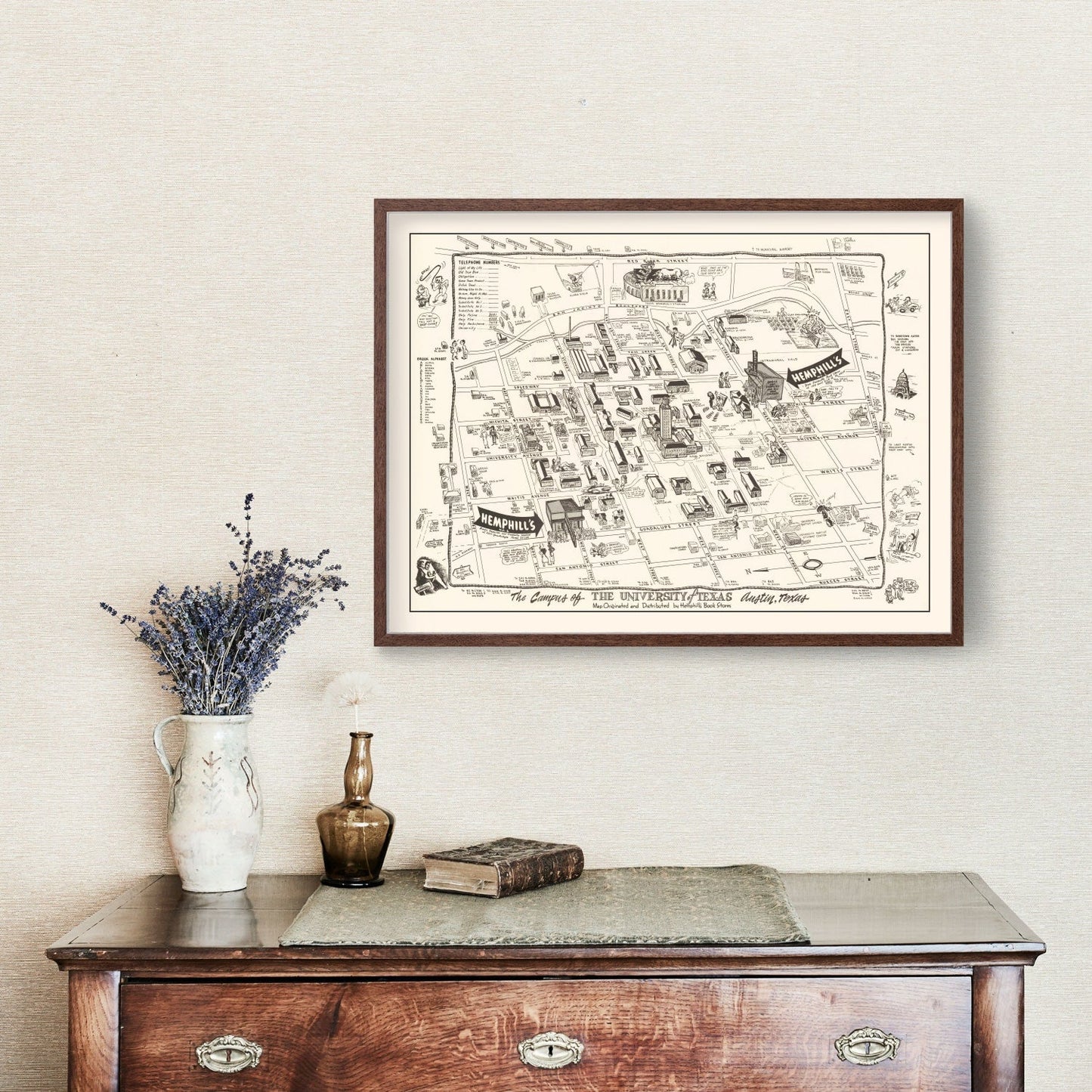 Vintage University of Texas in Austin Map 1945