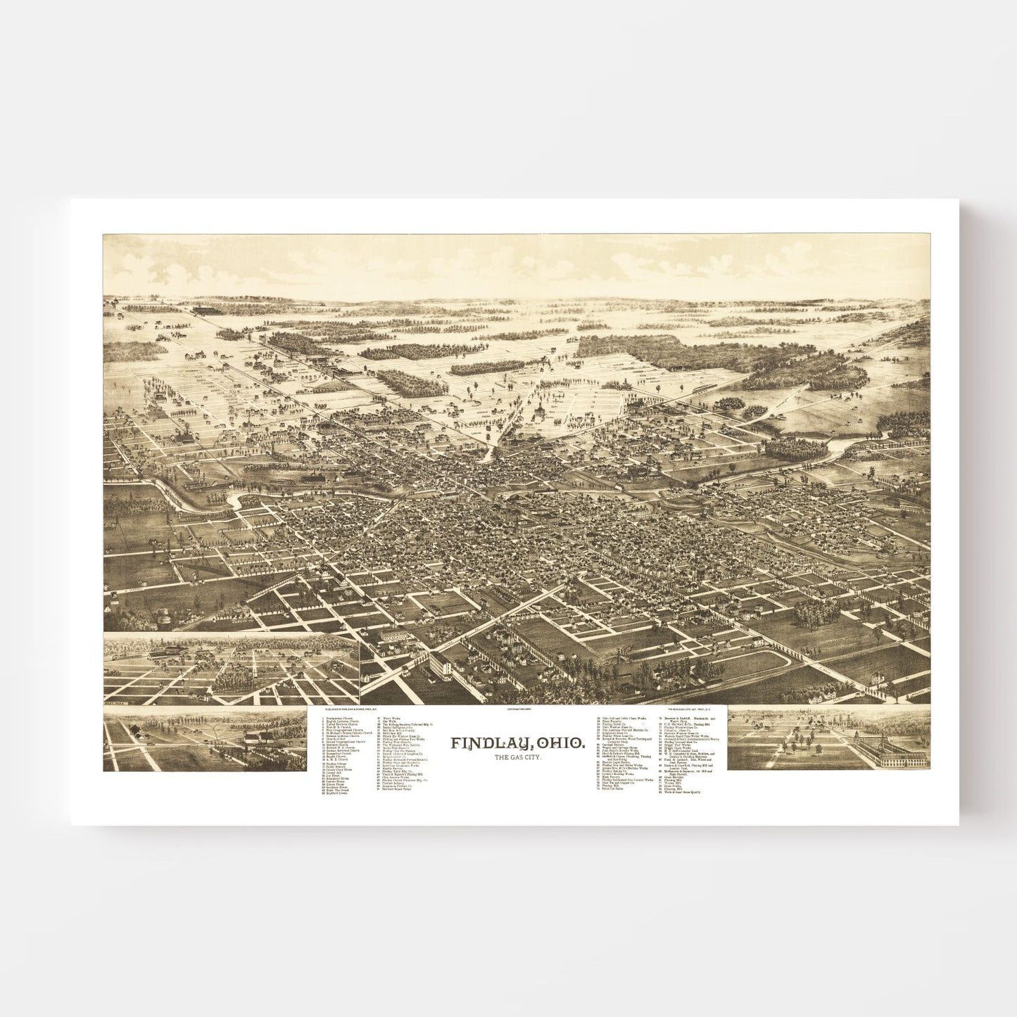 Vintage Map of Findlay, Ohio 1889