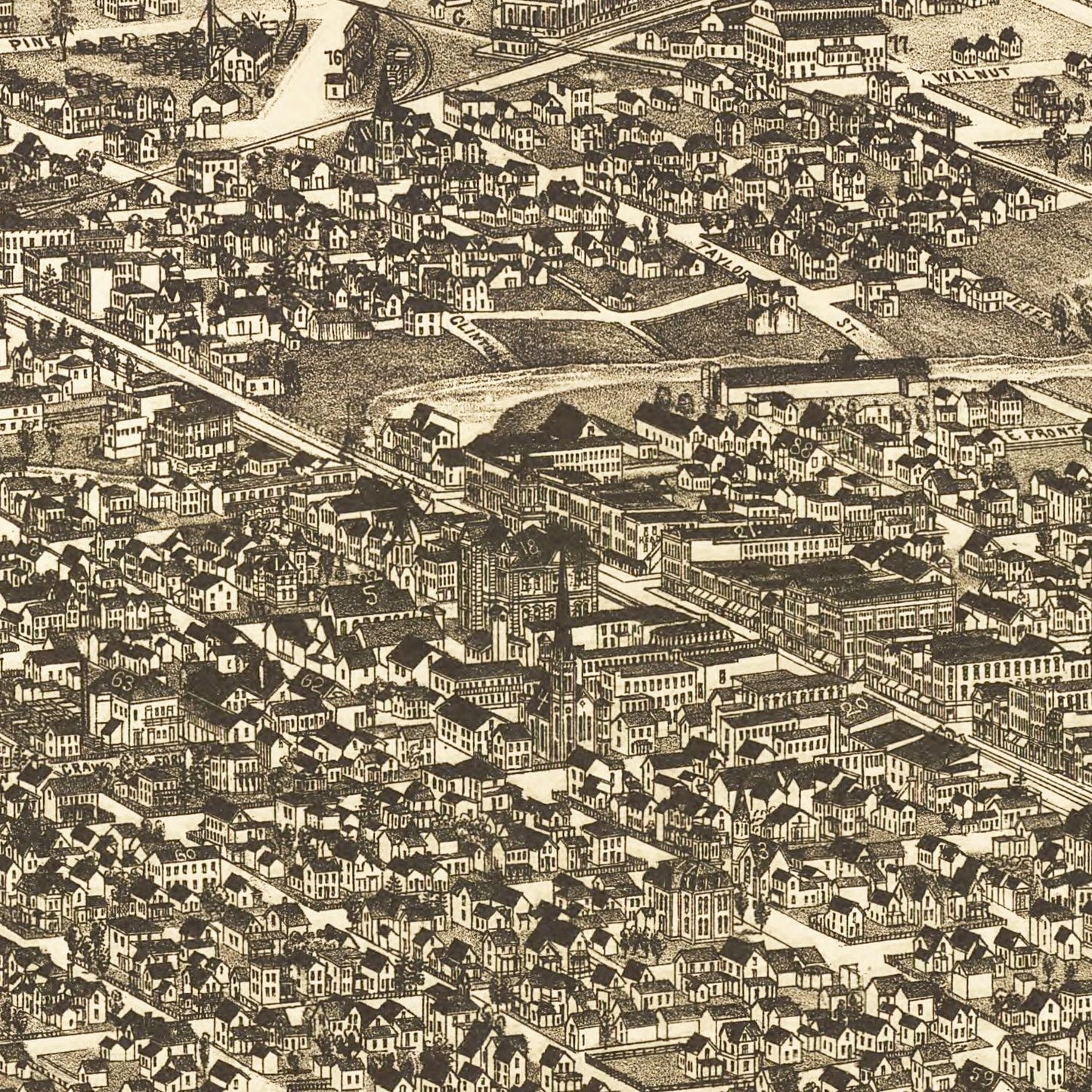 Vintage Map of Findlay, Ohio 1889