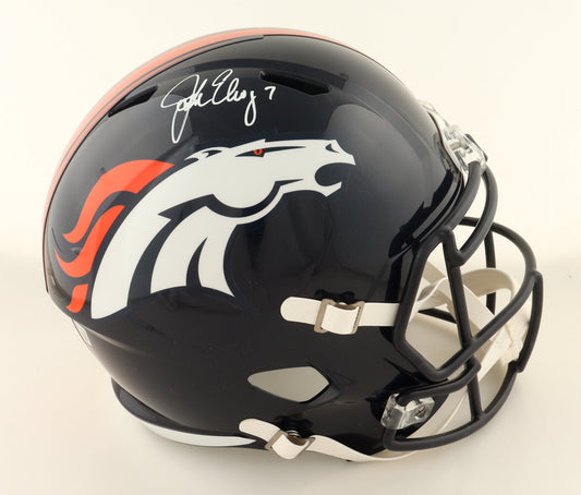 John Elway Signed Broncos Full-Size Speed Helmet (Beckett) Beckett Witnessed