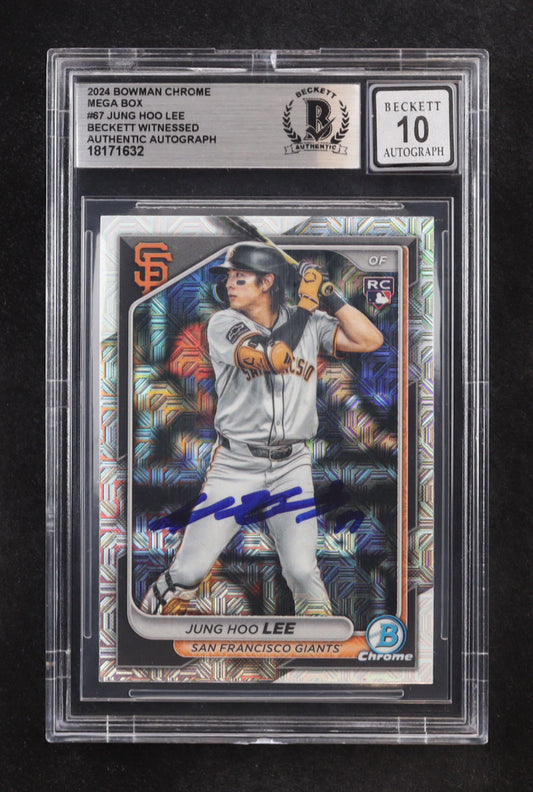 Jung Hoo Lee Signed 2024 Bowman Chrome Mega Box #67 RC (BGS | Auto 10)