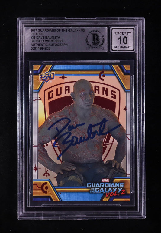 Dave Bautista Signed 2017 Guardians Galaxy V2 Red Foil #36 41/49 (BGS | Auto 10)