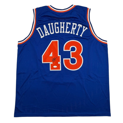 Autographed/Signed Brad Daugherty Cleveland Blue Basketball Jersey JSA COA