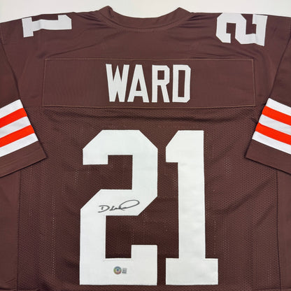 Autographed/Signed Denzel Ward Cleveland Brown Football Jersey Beckett BAS COA