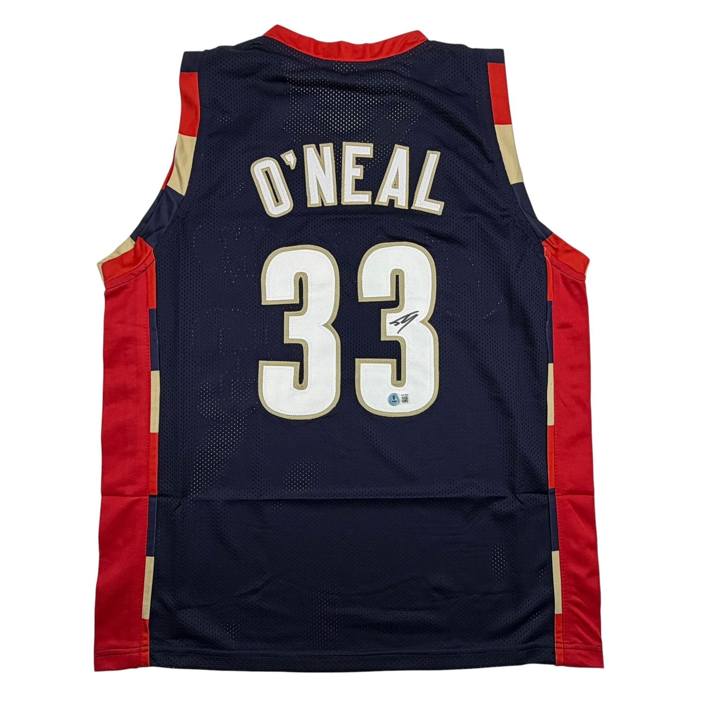 Autographed/Signed Shaquille Shaq O'Neal Cleveland Blue Basketball Jersey Beckett BAS COA