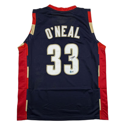 Autographed/Signed Shaquille Shaq O'Neal Cleveland Blue Basketball Jersey Beckett BAS COA