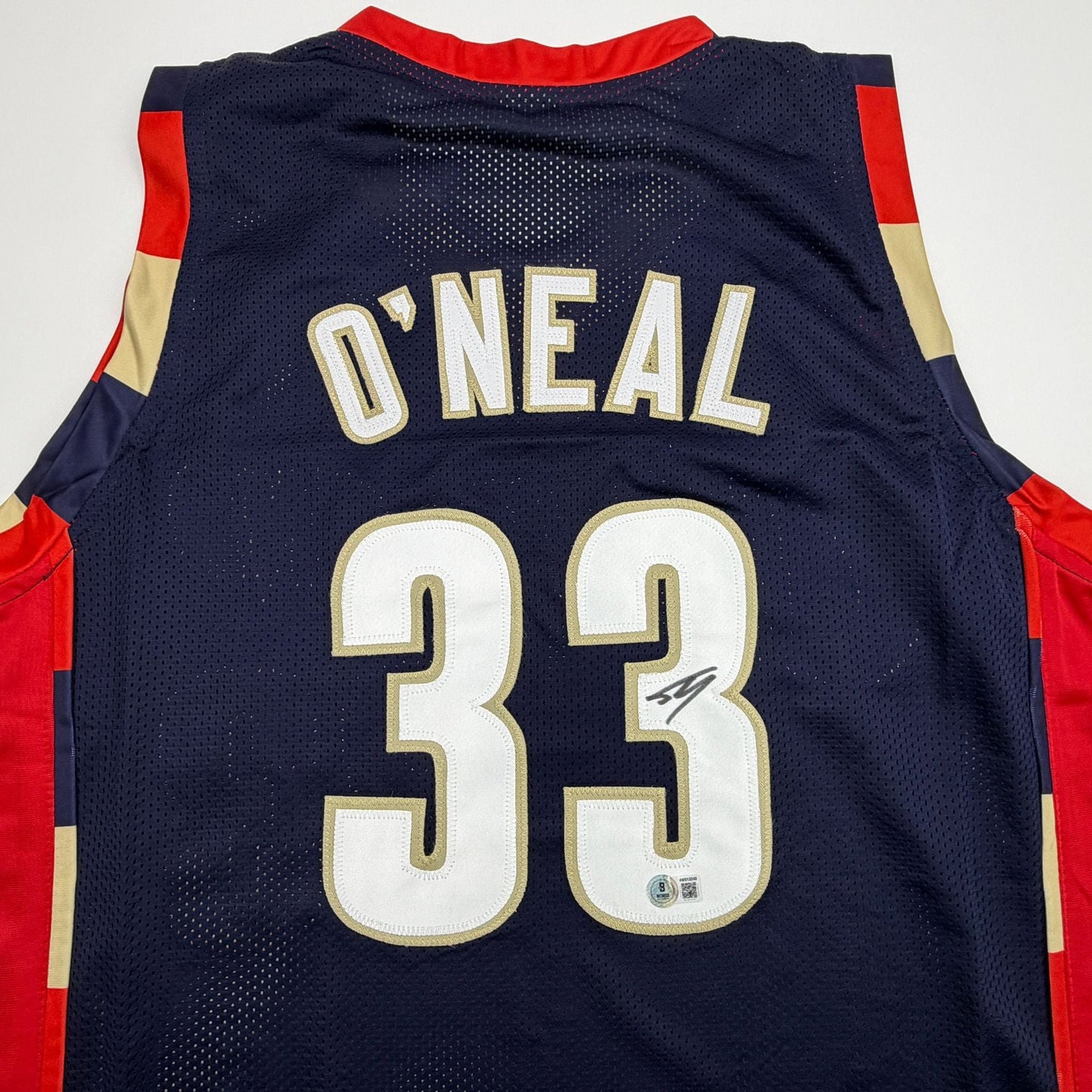 Autographed/Signed Shaquille Shaq O'Neal Cleveland Blue Basketball Jersey Beckett BAS COA