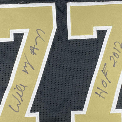 Autographed/Signed Willie Roaf HOF 2012 New Orleans Black Football Jersey JSA COA