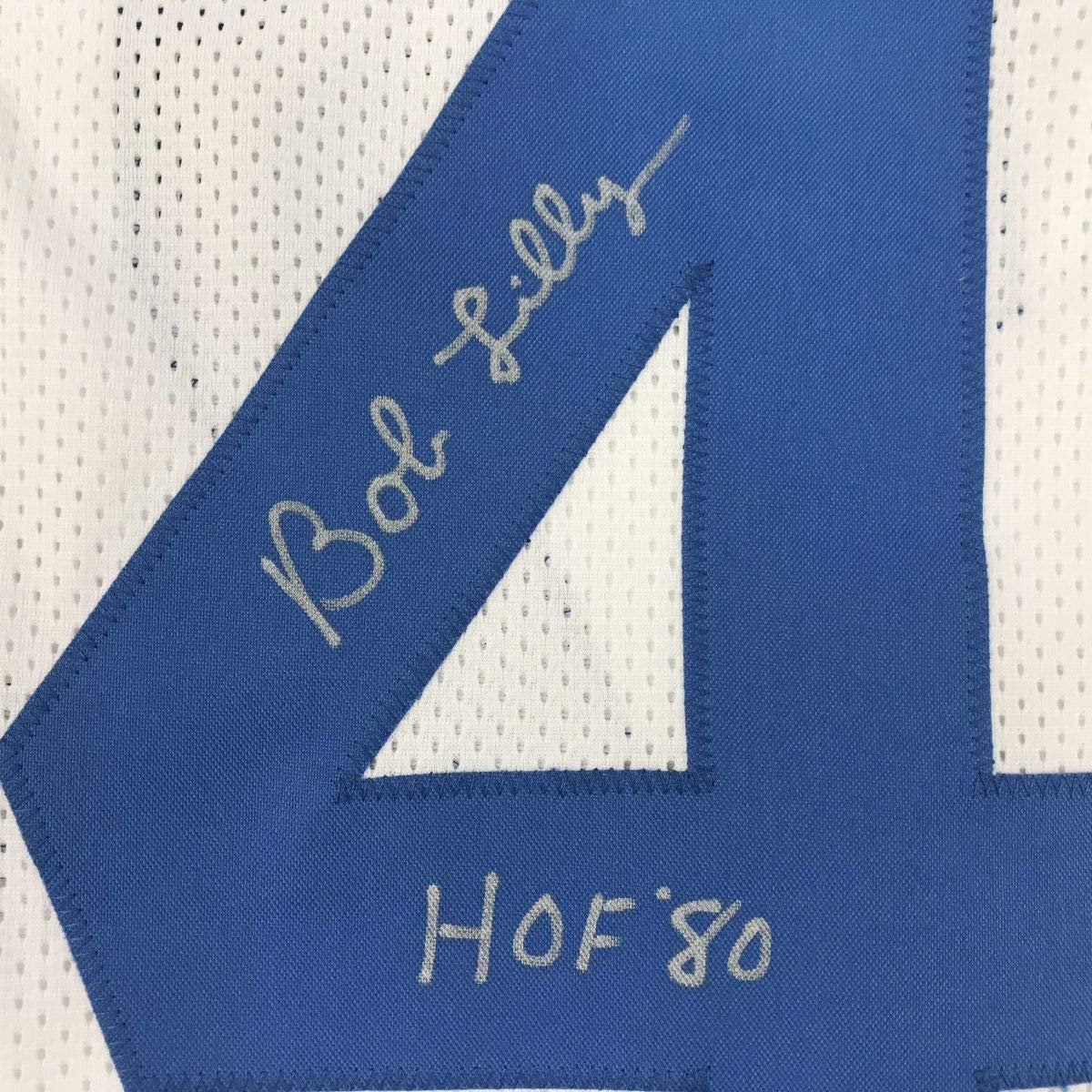 Autographed/Signed Bob Lilly HOF 80 Dallas White Football Jersey JSA COA