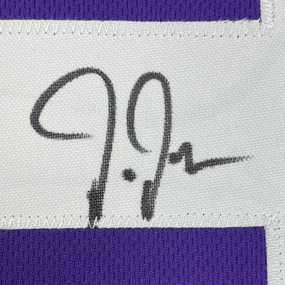 Framed Autographed/Signed Justin Jefferson 35x39 Minnesota Purple Football Jersey JSA COA