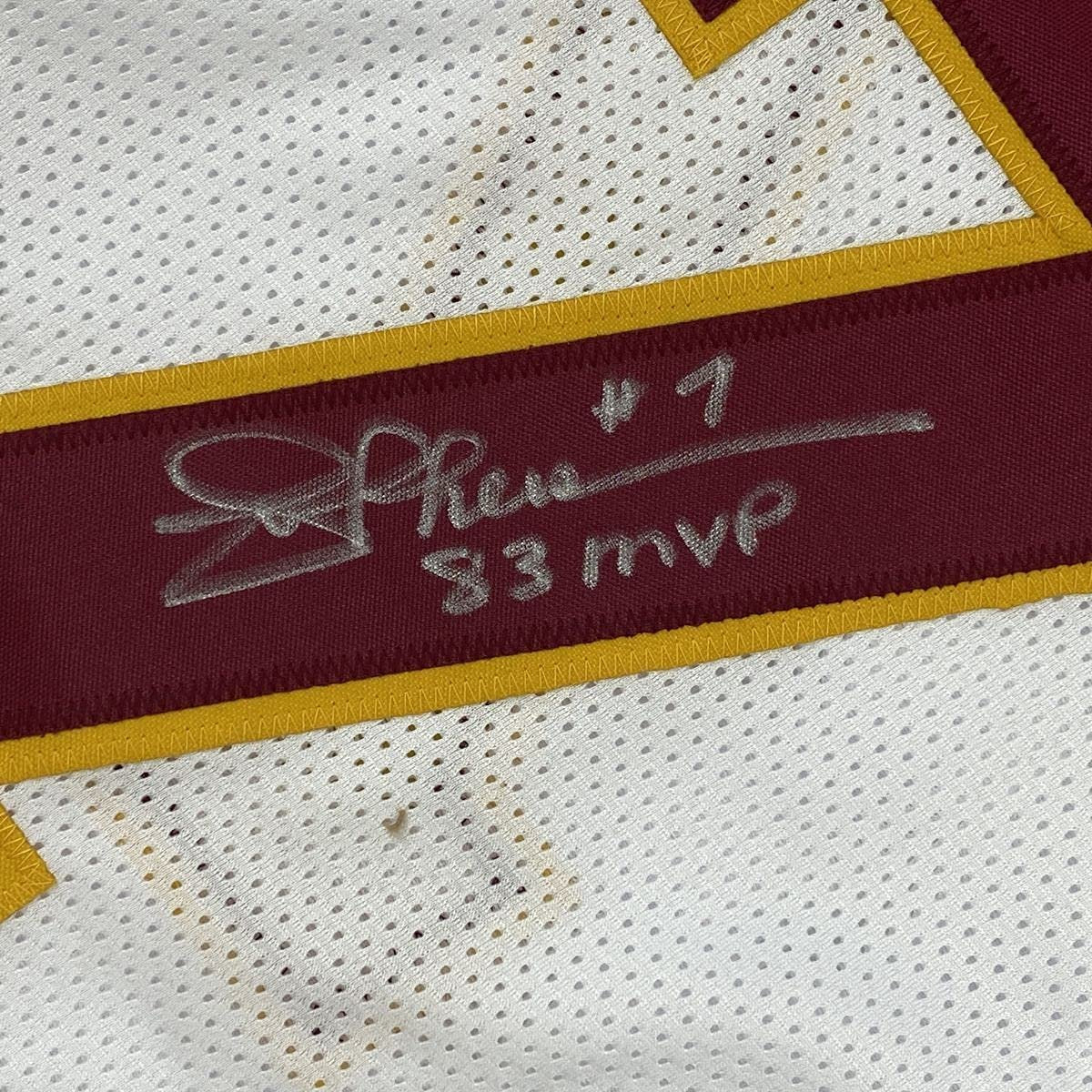 Autographed/Signed Joe Theismann 83 MVP Washington White Football Jersey Beckett BAS COA