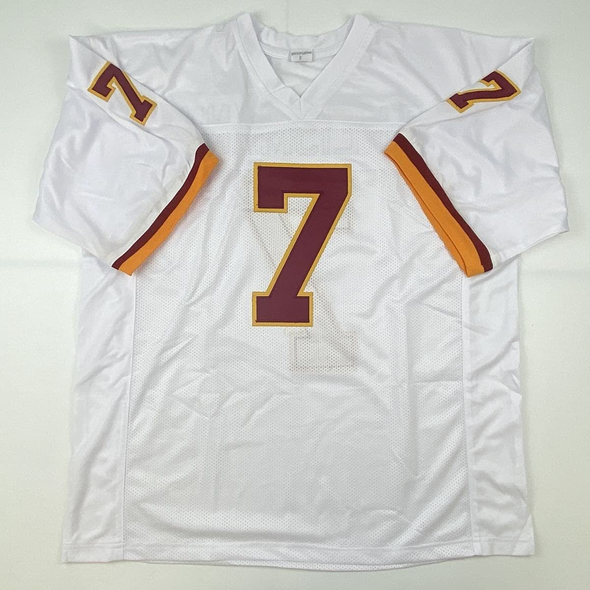 Autographed/Signed Joe Theismann 83 MVP Washington White Football Jersey Beckett BAS COA
