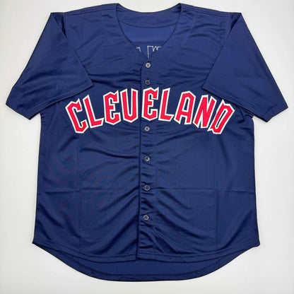 Autographed/Signed Steven Kwan Cleveland Blue Baseball Jersey JSA COA