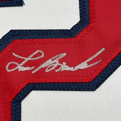 Framed Autographed/Signed Lou Brock 35x39 St. Louis White Baseball Jersey JSA COA
