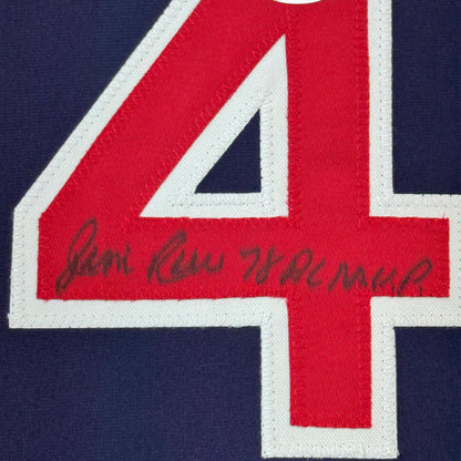 Framed Autographed/Signed Jim Rice 35x39 Boston Blue Baseball Jersey JSA COA