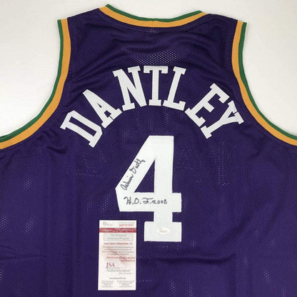 Autographed/Signed Adrian Dantley HOF 2008  Utah Purple Basketball Jersey JSA COA