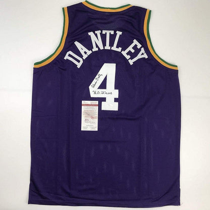 Autographed/Signed Adrian Dantley HOF 2008  Utah Purple Basketball Jersey JSA COA