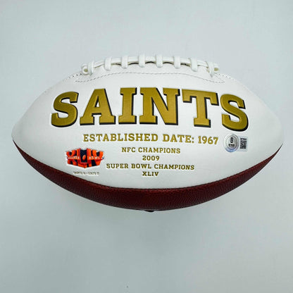 Autographed/Signed Alvin Kamara New Orleans Saints FS White Panel Logo Football Beckett BAS COA