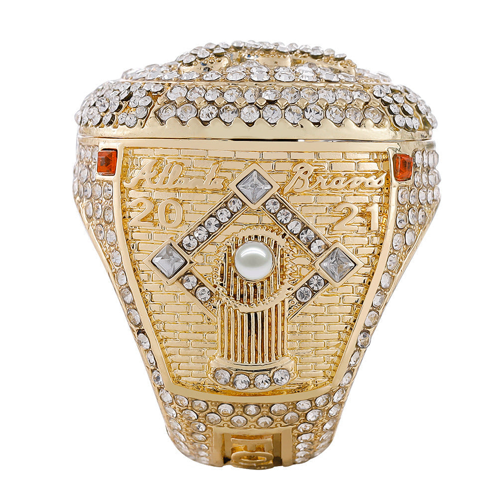 2021 Atlanta Baseball Championship Ring Replica – Fan Collectible Gift with Wooden Box