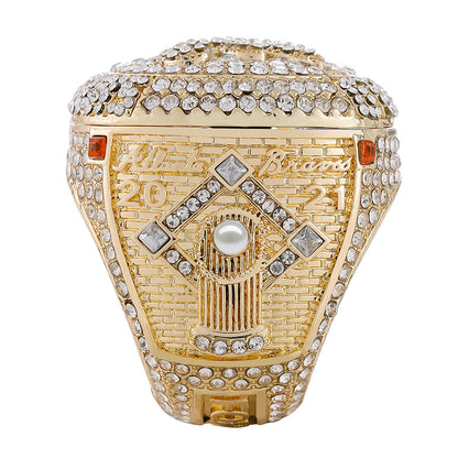 2021 Atlanta Baseball Championship Ring Replica – Fan Collectible Gift with Wooden Box