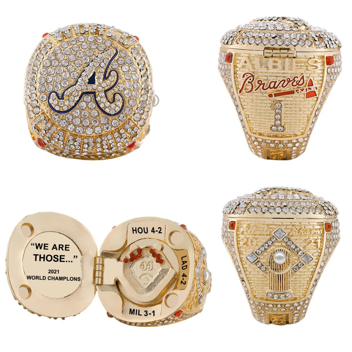 2021 Atlanta Baseball Championship Ring Replica – Fan Collectible Gift with Wooden Box