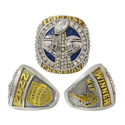 2022 Fantasy Football Champion Ring Set (5PCS) – Fan Gift Collection with Wooden Box