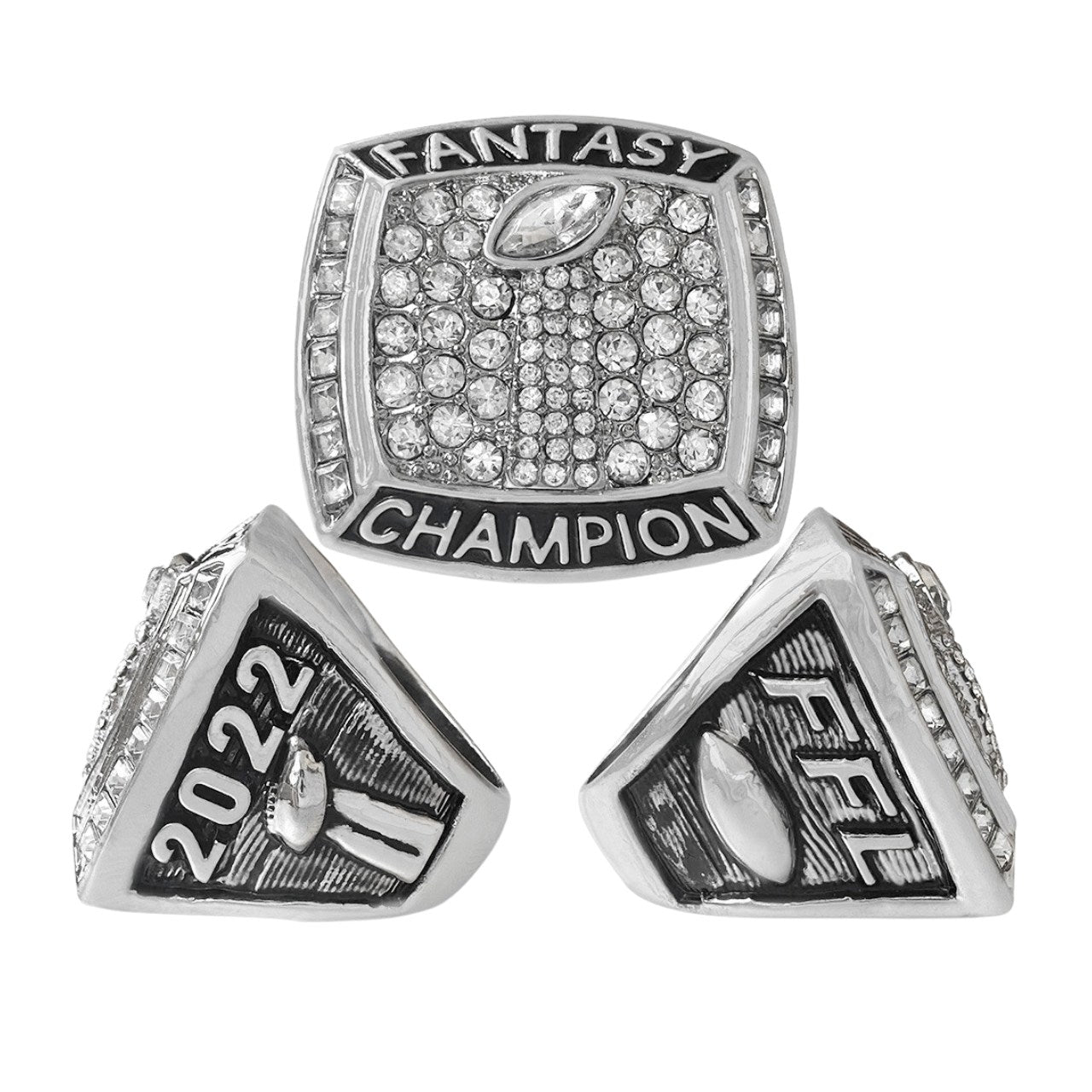 2022 Fantasy Football Champion Ring Set (5PCS) – Fan Gift Collection with Wooden Box