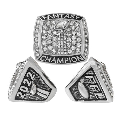 2022 Fantasy Football Champion Ring Set (5PCS) – Fan Gift Collection with Wooden Box